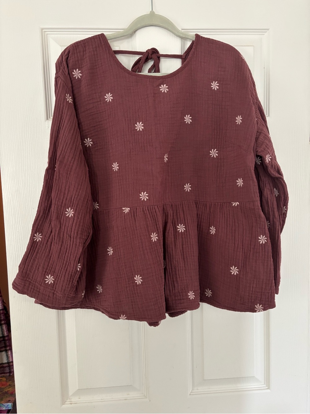 Women’s Mauve Floral Peplum Long-Sleeve Top - Madewell